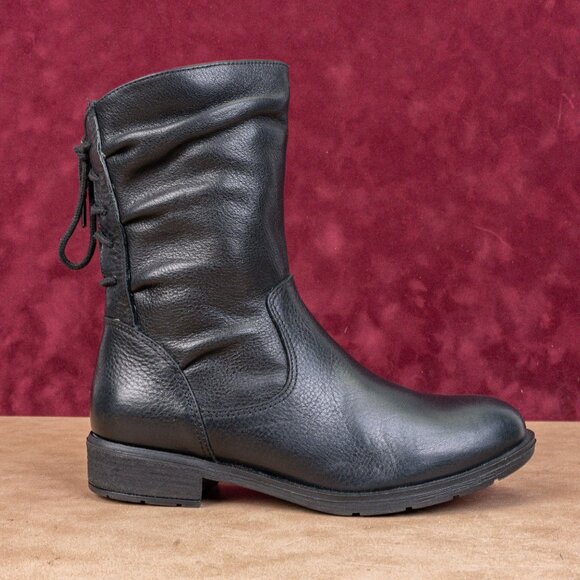 Sofft Wmn Sharnell Low Distress Black Leather Waterproof Back Lace-up Boots 6.5 - Picture 4 of 8